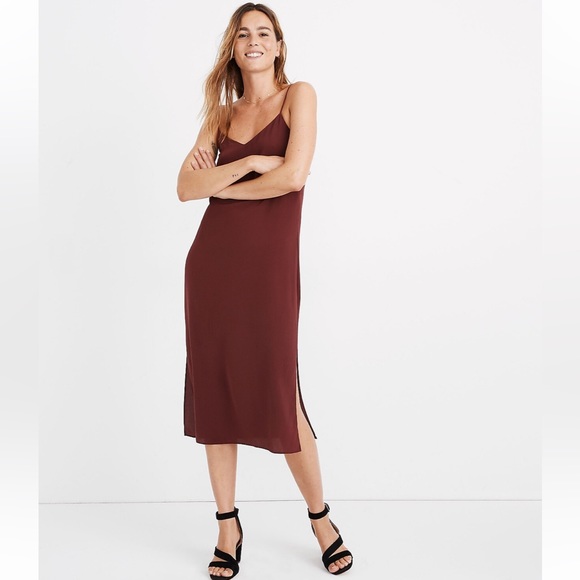 Madewell Dresses & Skirts - Madewell Silk Eva Side-Slit Slip Dress Size 12 NWT